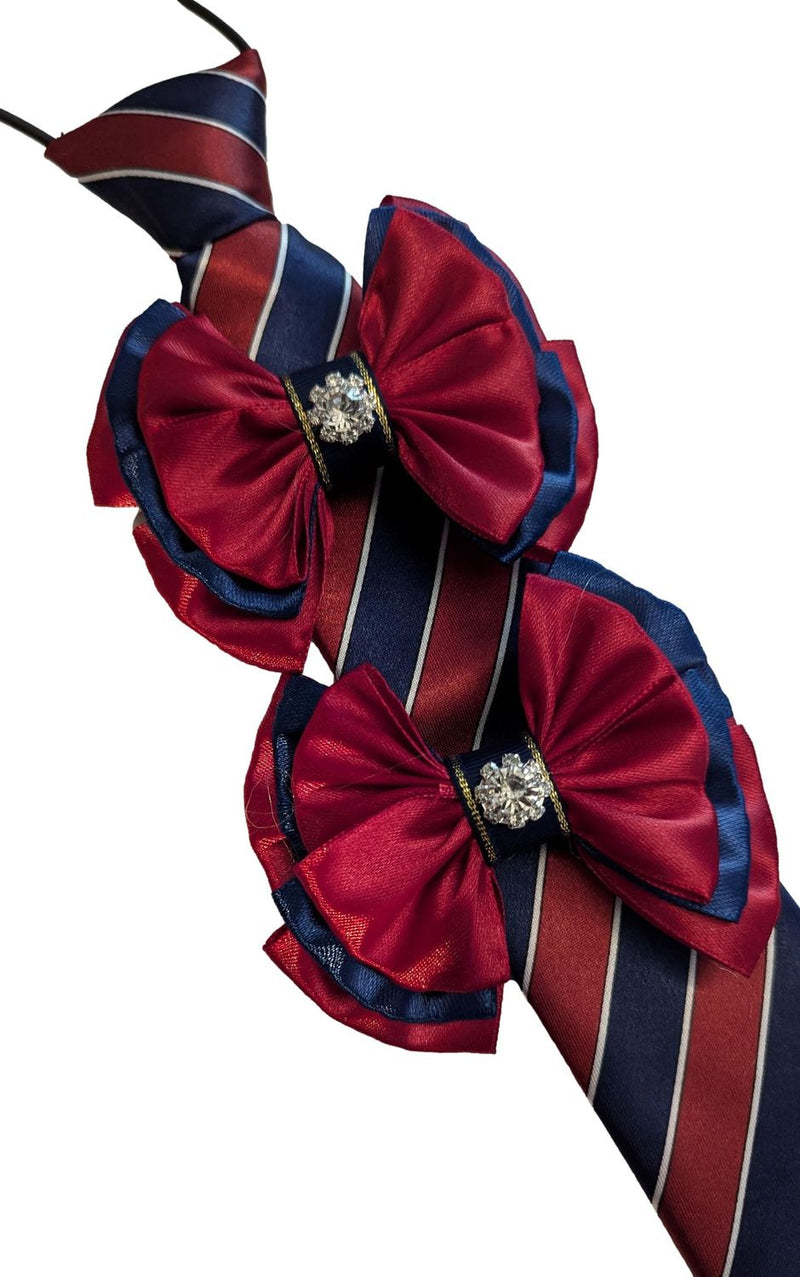Childs Premium Showing Bows and Tie Set - Wine Red & Navy