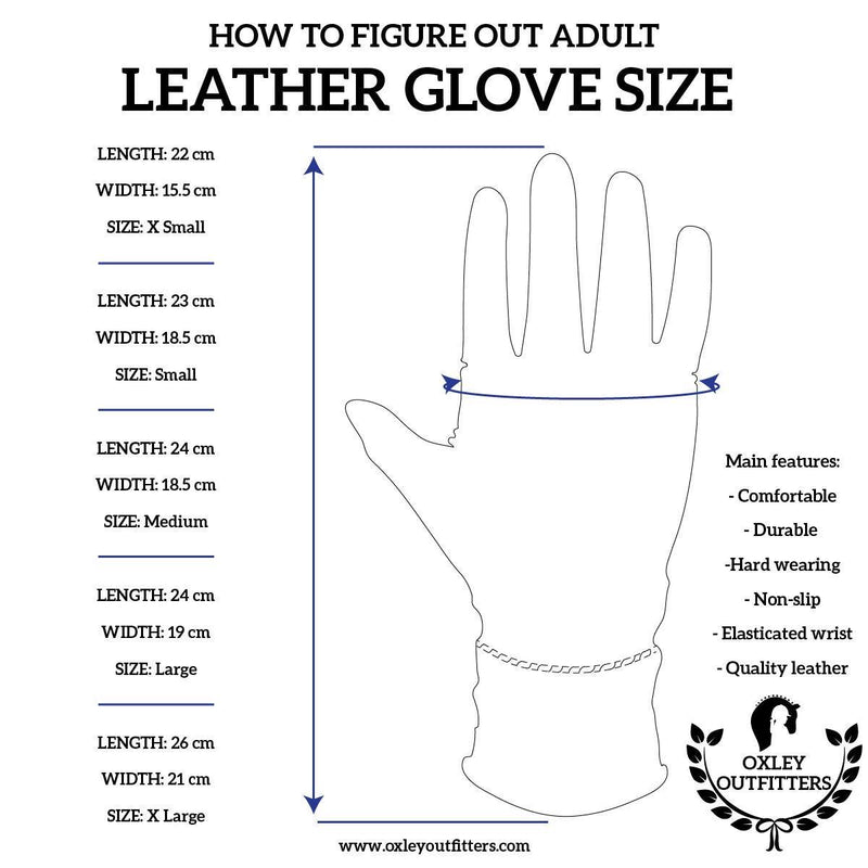 Adult Navy Blue Genuine Leather Gloves
